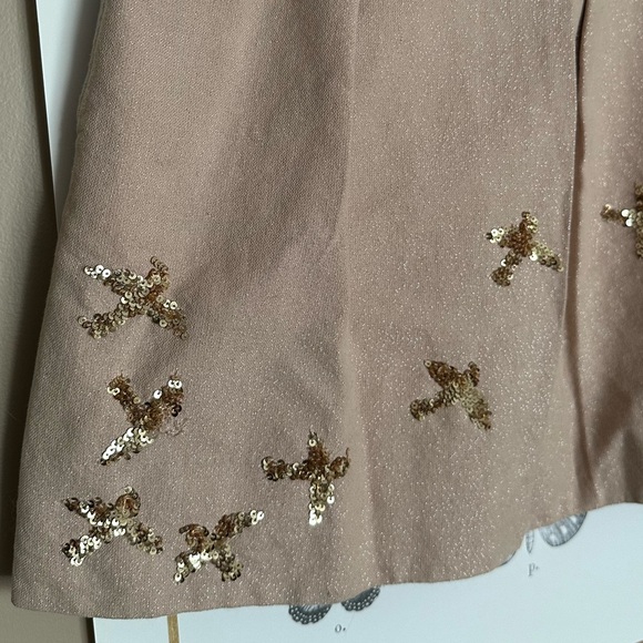 Anthropologie Leifnotes Migrating bird skirt gold tan sequins 26” waist sz 4/6? - Picture 6 of 10